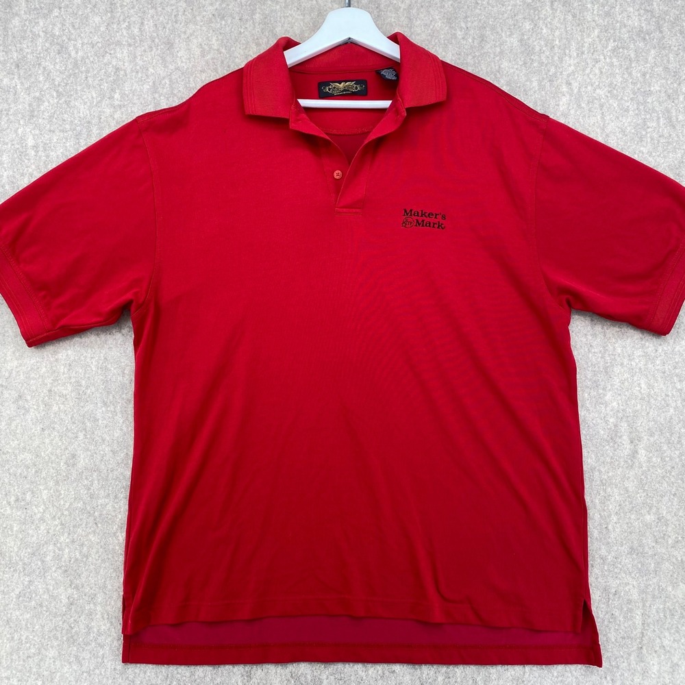 Eagle Dry Goods Makers Mark Red Polo Shirt Mens XL Short Sleeve Bourbon Logo